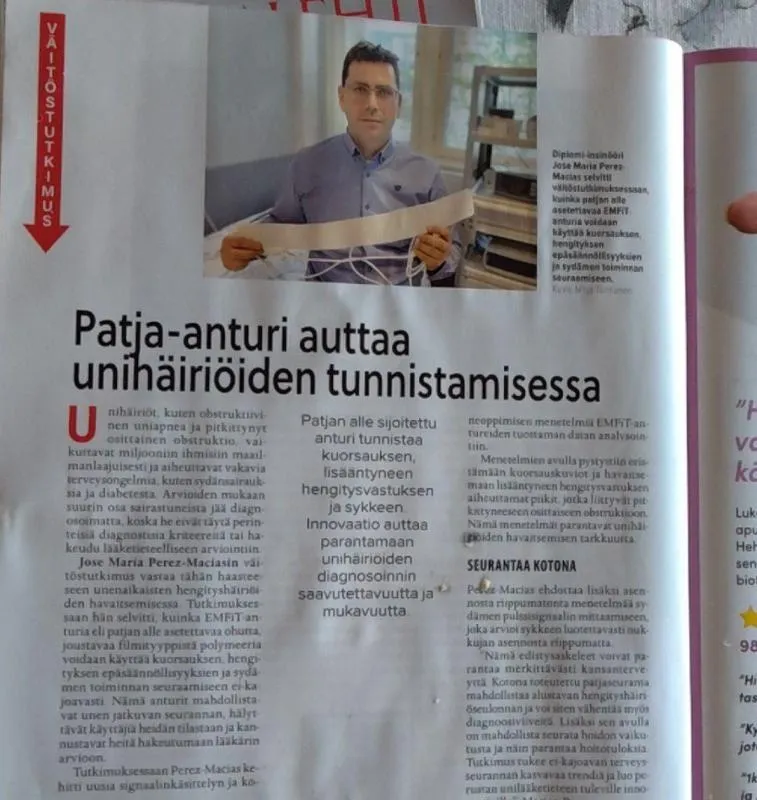 Magazine article on Emfit smart mattress sensors